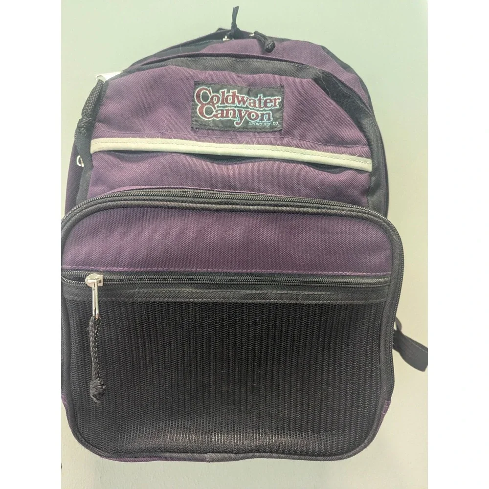 Vintage Coldwater Canyon Purple Black Multi Pocket Backpack 1990s Daypack